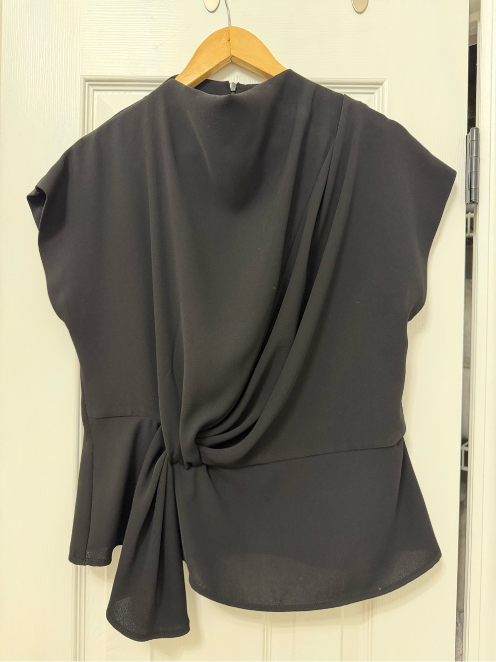 Zara Black Draped Knot-Front Blouse